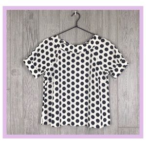 Ann Taylor Factory Puff Sleeve Polka Dot Blouse
